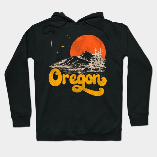 Vintage State of Oregon Mid Century Distressed Aesthetic Hoodie by darklordpug